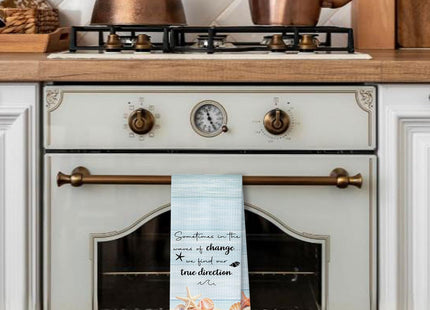 ArtisaEura Sky Blue Coastal Kitchen Towels, Beach Summer Dish Tea Towel for Kitchen, Inspirational Starfish Seashell Nautical Hand Towels for Bathroom Decor, 16x24 Inches