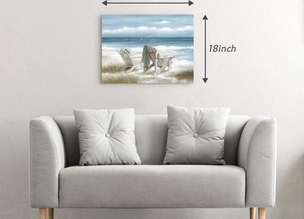 Relaxing Abstract Coastal Beach Chair Canvas Wall Art Seaside Ocean Wave Picture Print Painting Artwork Decor for Bedroom Living Room
