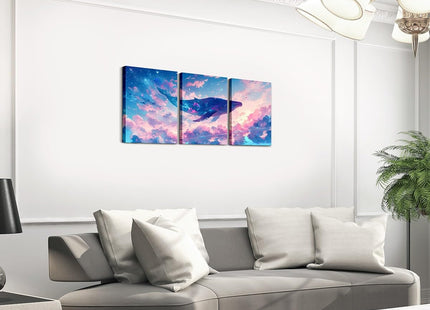 Feelyou Pretty Whale Canvas Wall Art 3 Piece for Living Room