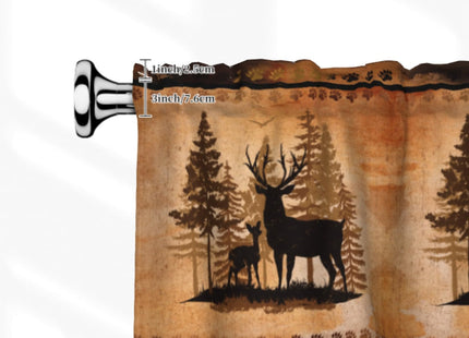 Giwawa Forest Deer Kitchen Curtain Valance Wildlife Animal Small Blackout Window Treatment Valances for Living Room Bedroom Bathroom, 54x18 Inch