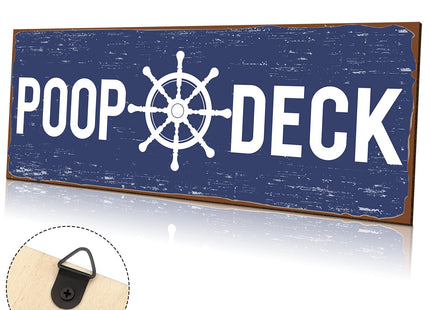 Jetec POOP DECK Sign Nautical Bathroom Wall Decor,Blue