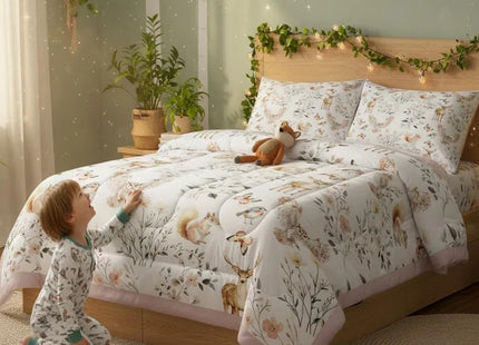 Feelyou Jungle Animal Kids Comforter Set Twin Size Deer Bedding Set Cabin
