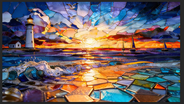 Leodozzio 1000Pcs Wooden Jigsaw Puzzle Sunset Lighthouse Decor 17x23.2in