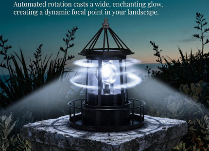 DOITOOL Solar Lighthouse Rotating Light LED 360 Degree Rotating Lighthouse Landscape IP65 Waterproof Rotatable Outdoor Solar Light Lamp Hanging for Home Garden Yard Decor
