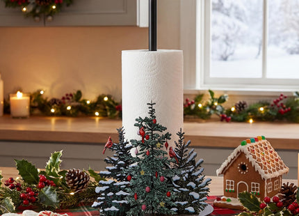 Willinglong Christmas Paper Towel Holder, Cardinal Birds Winter Pine Decor