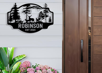 Personalized Deer Metal Cabin Sign, Custom Deer Signs Outdoor Metal