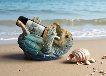 Sea Turtle Wine Bottle Holder Rack Countertop Beach Room Coastal Decor