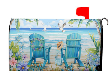 Granbey Summer Magnetic Mailbox Cover Large Size 25.5x21 Inch Nautical Coastal Post Letter Box Wrap Decor Seaside Escape Dust-Proof Letterbox Covers Protection