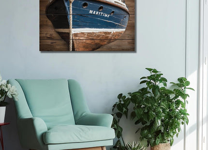 Personalized Custom Wooden Wall Art - Nautical Boat Oil Painting Style Sign for Home Decor - Handcrafted Shiplap Wood Plaque for Living Room Bedroom Office Unique Gift(Style D)