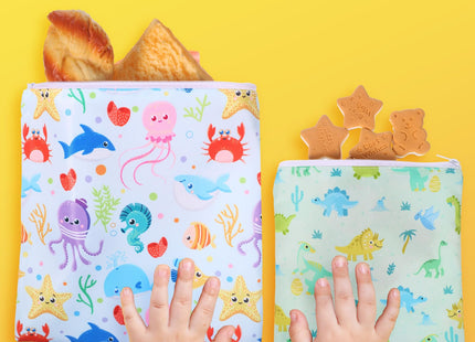 Paterr 4 Pcs Reusable Snack Bags for Kids, Washable Sandwich Bags,Starfish