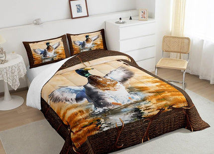 Erosebridal Mallard Duck Comforter Full Hunting Bedding Set, Cute Animal Down Comforter Rustic Farmhouse Lake House Bed Set, Wild Duck Quilted Duvet Hunter Gifts Bedroom Decor Cozy 3pcs