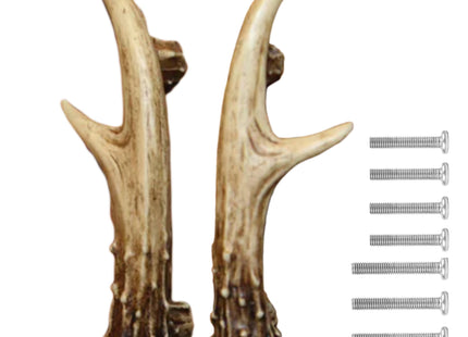 Rivers Edge Products 2-Pack Drawer Pulls, Poly Resin Cabinet Knobs with Screws, Cabinet Handles for Bathroom, Kitchen, or Furniture Dresser, Deer Antlers