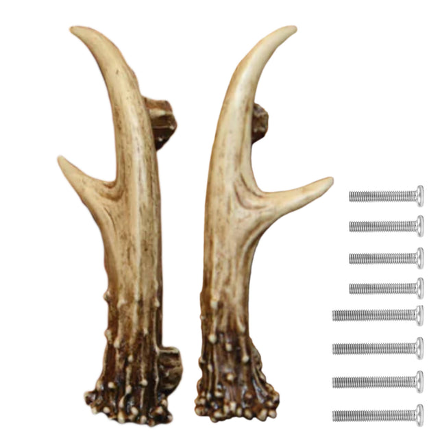 Rivers Edge Products 2-Pack Drawer Pulls, Poly Resin Cabinet Knobs with Screws, Cabinet Handles for Bathroom, Kitchen, or Furniture Dresser, Deer Antlers