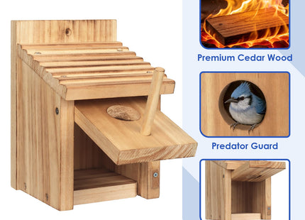NATUREYLWL Bird House for Outside,Natural Wooden Bird Houses Outdoor,Thicken Birdhouse for Bluebird Chickadee Swallow Wren Assembly Required