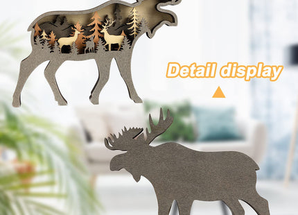 Laozai Cabin Decor Wooden Deer Wall Art