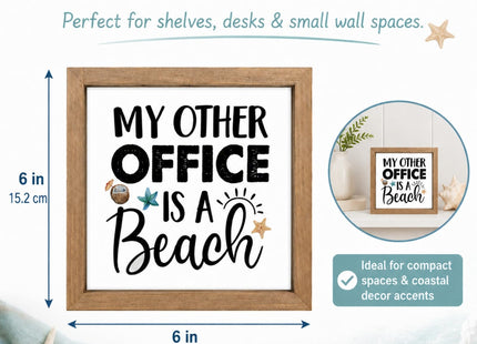 pechpell Beach Office Decor Wooden Sign Coastal Wall Art for Shelf Desk