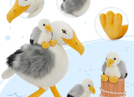MaoGoLan 4Pcs Seagull Stuffed Animal with Babies Inside,17.7" Mama Seagull Plush with Three Adorable Baby Plushies for Small Hand,Beach Plush Lover Gift for Kids,Boys,Girls