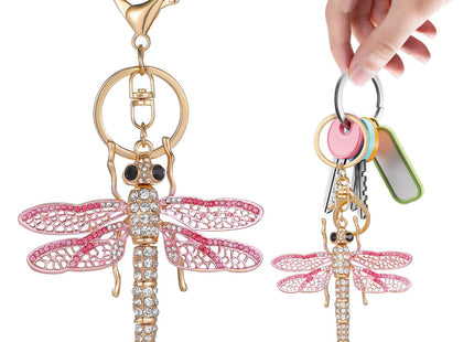 Amosfun Dragonfly Keychain Sparkling Rhinestone Dragonfly Keychain Pendant