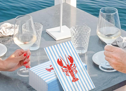 FYSUIMU 50Pcs Crawfish Striped Guest Paper Napkins, Hand Towels, Blue Red