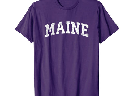 Maine Vintage Varsity Sports Text T-Shirt