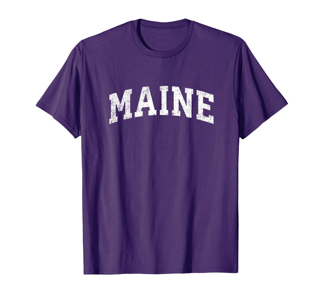 Maine Vintage Varsity Sports Text T-Shirt