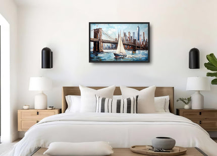 Large Framed Sailboat Wall Art, Abstract Decor Canvas Print 36" L x 24" W