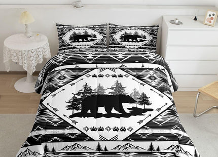 Feelyou Bear Comforter Set All Season Cabin Bear Animals Bedding Set with 2