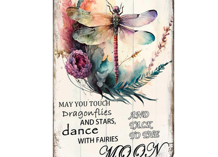 Dragonfly Metal Sign 8x12 - Whimsical Fairy Wall Decor