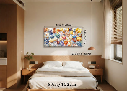 imjiayu Colorful Seashell Canvas Wall Art Watercolor Beach Collage