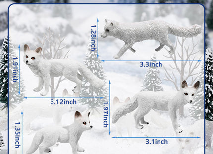 Bbiamsleep 4 Pieces Artic Fox Figurine White Fox Animal Figurines