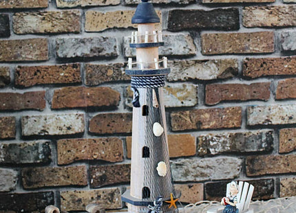 E-view Wood Lighthouse Nautical Themed Ornaments Rustic Decorative Home Rooms Decoration Ocean Sea Beach Light House Decor (E)