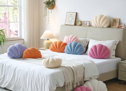 Mepherl Lavender Seashell Throw Pillows,13 Inch Shell Shaped Pillows Decorative Throw Pillow,Soft Seashell Plush Pillow Cushion for Bed Couch Living Room Home Decor