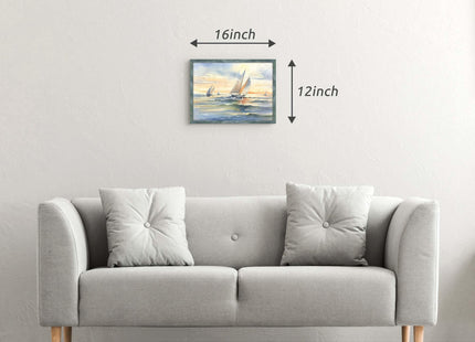 arttitue Framed Sailboat Wood Wall Art, Ocean Seascape Picture, 11''x16''