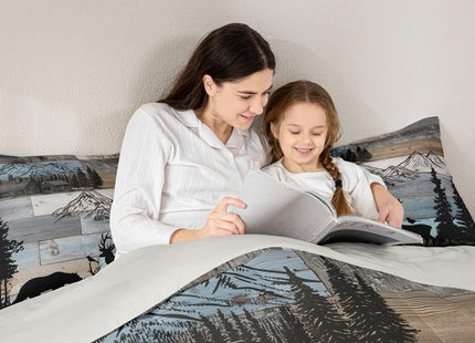 Erosebridal Rustic Farmhouse Comforter Set Queen Forest Cabin Bedding Set Woodland Hunting Bear Deer Comforter for Kids Boys Girls,Country Wildlife Animal Print Quilt Duvet