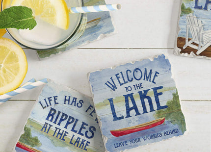 Thirstystone Lake House Greetings 4 Pack Tumbled Tile Stone Coasters