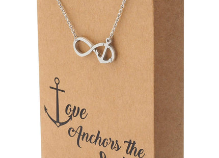 quan jewelry Infinity Anchor Necklace Sailor Pendant with Mini Anchor Charm