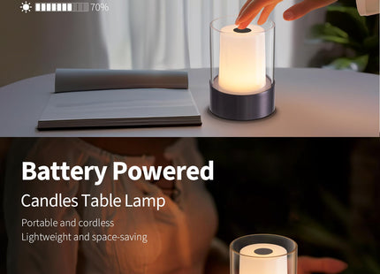 NEWSEE 4" Black Cordless Table Lamp Set of 2, Outdoor Rechargeable Lamp