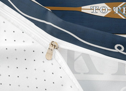 Lake House Theme Bedding Set,Go Boating Duvet Cover for Kids Teens Boys Girls,Lake Paddles Comforter Cover Decorative Room,Retro Navy and Gray Quilt Cover with 2 Pillowcases,King Size(No Comforter)