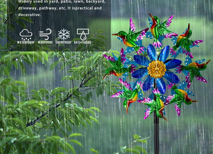 Viveta Outdoor Wind Spinners, Hummingbird Garden Windmill