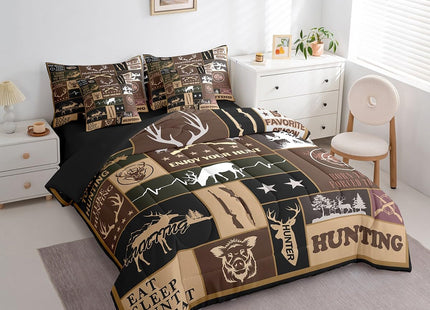Feelyou Deer Full Size - 7 Pieces Bed in a Bag Set Deer Hunting Comforter Set with Sheets for Boys Girls Hunting Gifts Bedding Sets with Comforter, Flat Sheet, Fitted Sheet, Pillowcases, Pillow Covers