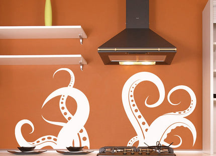 Giant Octopus Tentacles Wall Decal Sticker - White, 27" x 60". #OS_MB316-27x60 Great for Kitchen, Bathroom or Bedroom Decor.