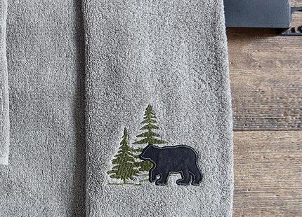 BLACK FOREST DECOR Bear & Pine Tree Hand Towel 16" Wx28 L