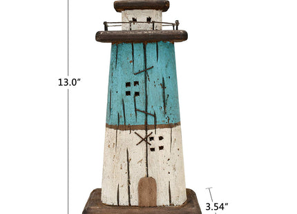 Attraction Design Wooden Lighthouse Decor, Decorative Nautical Lighthouse Rustic Ocean Sea Beach Themed Lighthouse Decoration, Handcrafted Tabletop Nautical Themed Home Decor Bathroom Decor (13“H)