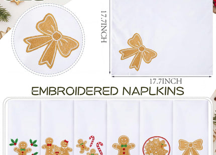 HunnmingRe 12 Pcs Gingerbread Christmas Cloth Napkins Set, 17x17 Inch