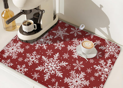 KSLIDS Christmas Snowflake Dish Drying Mat for Kitchen Counter 18x24 Inch
