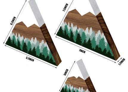 3 Pcs Mountain Shelf Decor Mountain Wooden Wall Decor Forest Art, Green