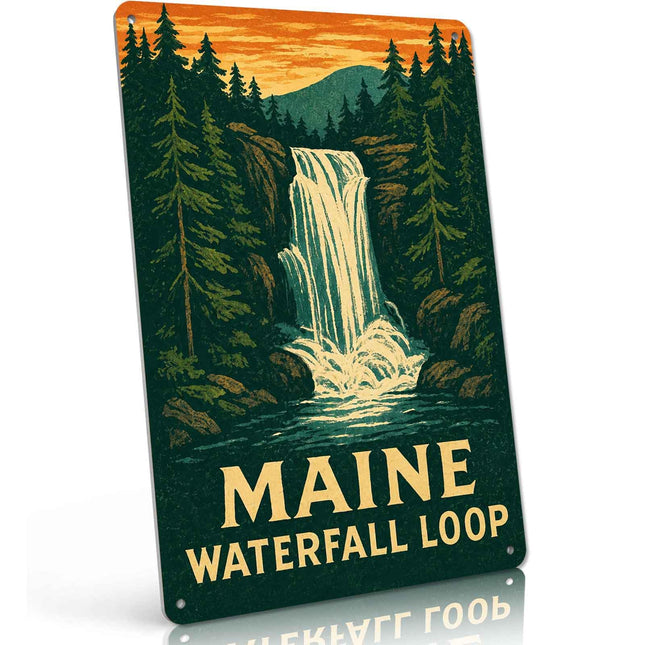 Maine Waterfall Loop Vintage Metal Signs 8 X 12 Inch