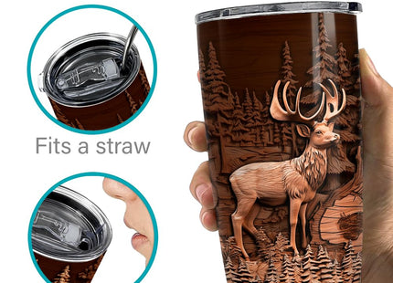 Deer Tumbler 20oz Stainless Steel Insulated Tumblers Coffee Travel Mug Cup Deer Gifts for Men Gift for Birthday Christmas