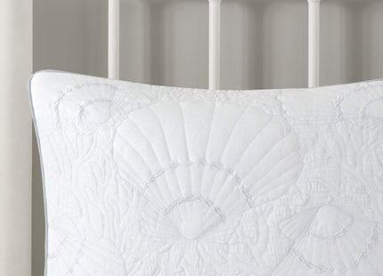 Harbor House Cotton Comforter Set-Coastal Oceanic Sealife Design All Season Down Alternative Bedding with Matching Shams, Bedskirt, Cal King(110"x96"), Beach, Quilted Seashell White, 4 Piece