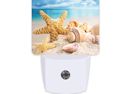 Uiaoiais Night Light Plug into Wall Starfish Seashells On Beach Night Light with Dusk to Dawn Sensor Night Light for Kid Girls Boys Women Men Room Decor, Hallway, Kitchen, Bathroom, Nursery, Stairs